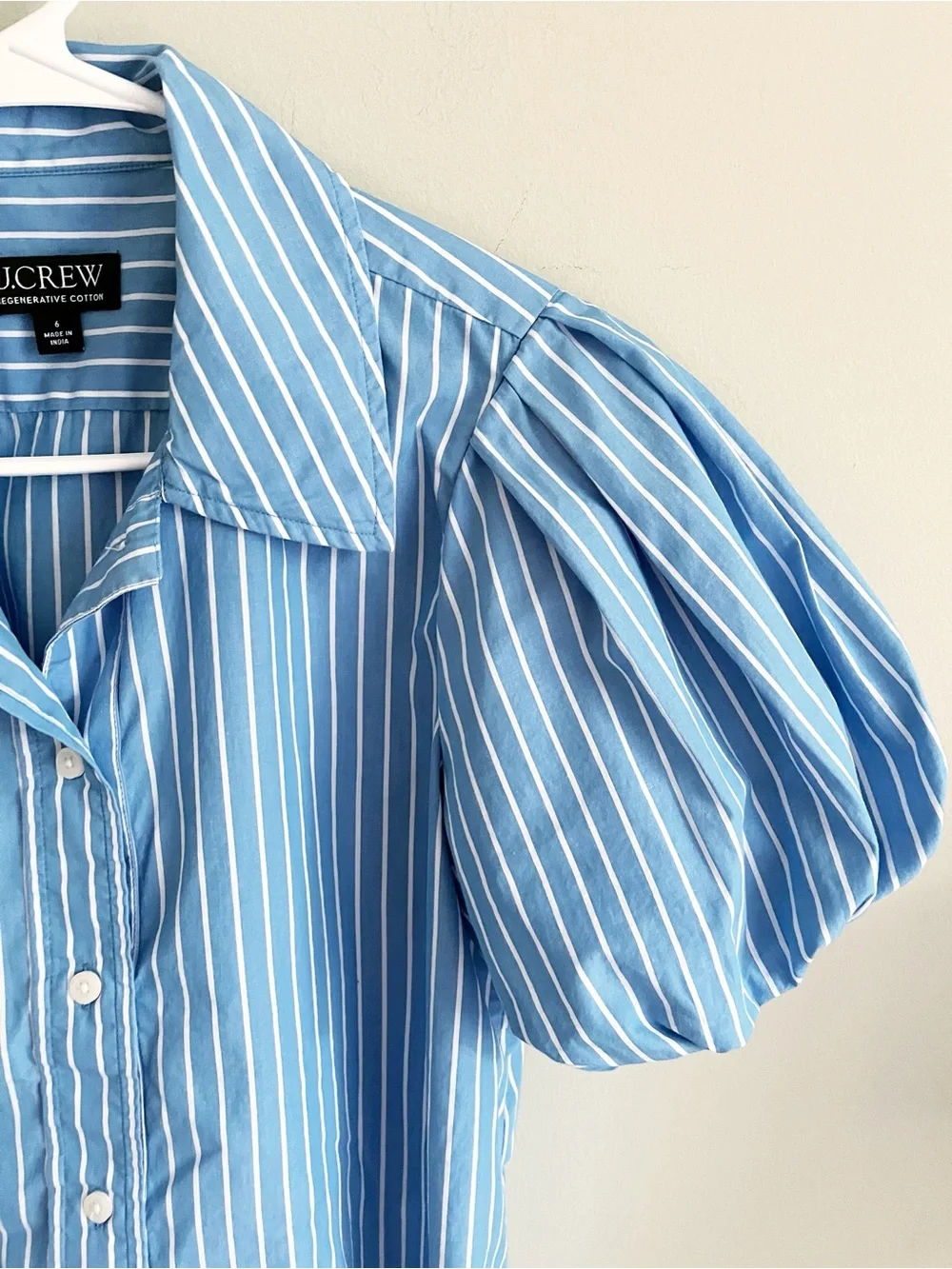 J Crew blue puffy sleeve button-down shirt